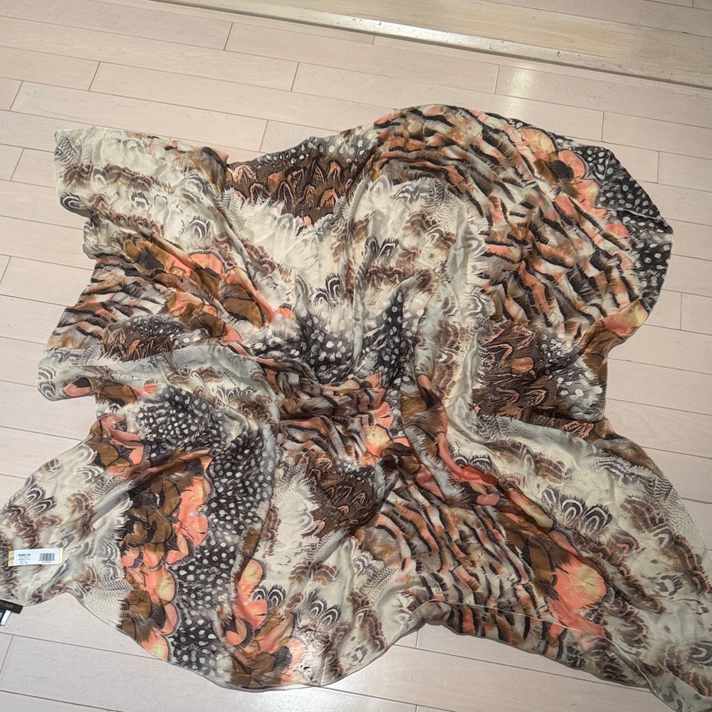 Roberto Cavalli Silk Semi Sheer Wrap Scarf Shawl NEW